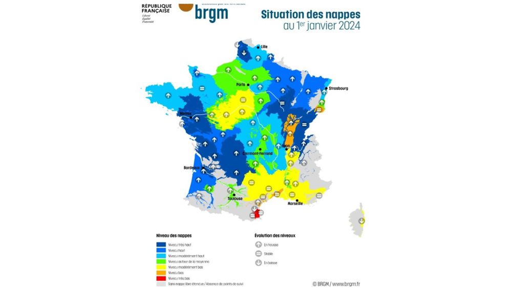 Situation des nappes phératiques au 17 janvier 2024