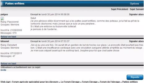 Des conseils pour une génisse avec les pattes avant enflées ?