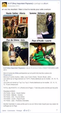 Miss agri 2014 organisée par la page Facebook VIP Very Important Paysans