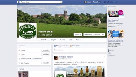 L'idéal est de s'inscrire sous son vrai nom ou celui de son exploitation (ici la <a href="https://www.facebook.com/profile.php?id=100008339235367" target="_blank">ferme Bélair sur Facebook</a>).