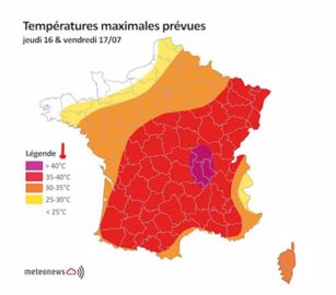 Les températures attendues sur la France jeudi et vendredi. (©MeteoNews)