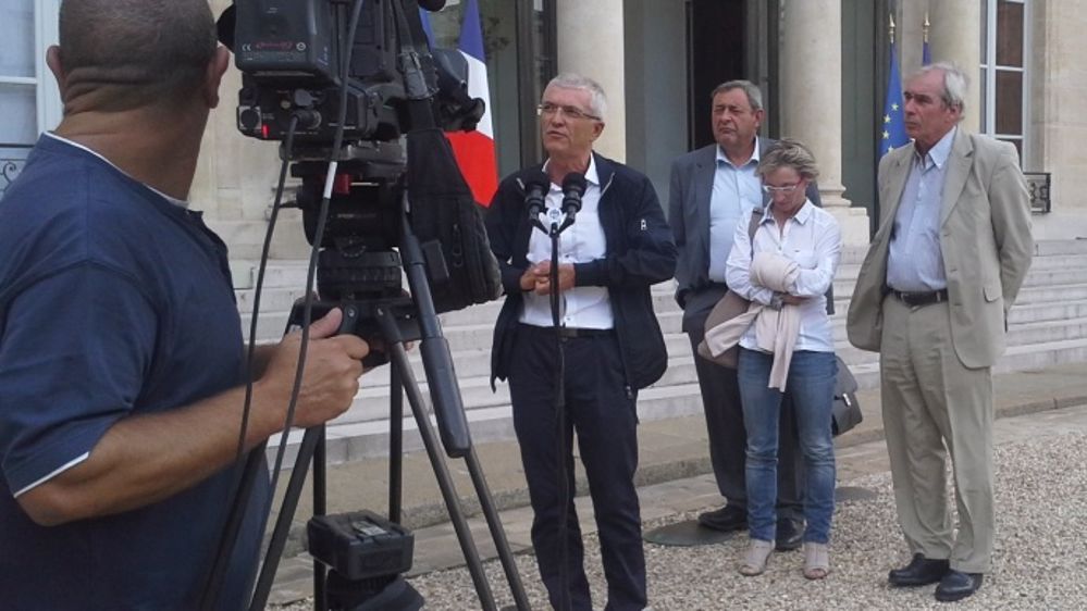 Avec V. Le Floc'h, F. Lucas et M. Manoury, Bernard Lannes, président de la Coordination rurale, a été reçu par François Hollande mercredi 2 septembre. (©Coordination rurale)