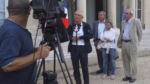 Avec V. Le Floc'h, F. Lucas et M. Manoury, Bernard Lannes, président de la Coordination rurale, a été reçu par François Hollande mercredi 2 septembre. (©Coordination rurale)