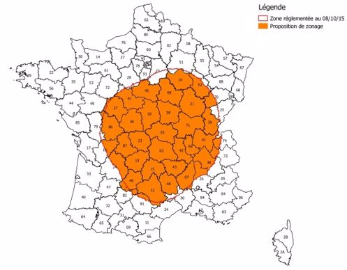 Carte des zones FCO au 16 octobre