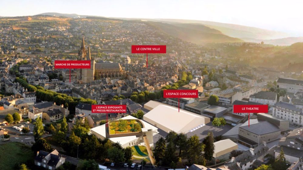 Les sites du Mondial situés sur la vue aérienne de Mende (©DR)