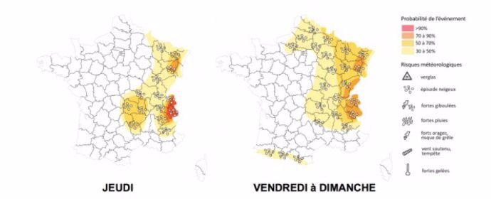 Neige prévue jeudi, vendredi ce week-end en France.