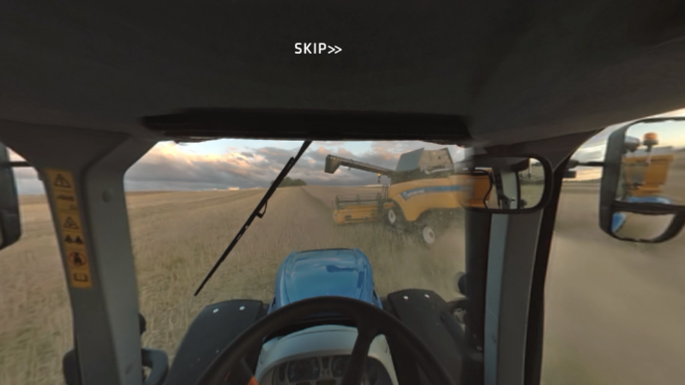 La vidéo 360 ° immerge l'utilisateur dans la cabine du tracteur ou de la moissonneuse. (©New Holland)<span style="font-size: 14px; line-height: 1.5em; text-align: justify; color: #000000;"> 