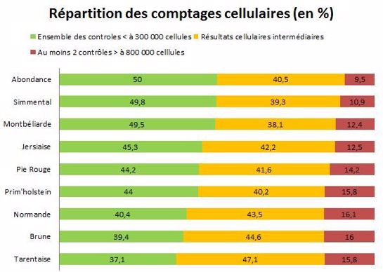 Comptage cellulaire et mammites selon les races de vaches
