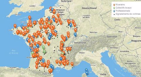 <a href="http://victimes-pesticides.fr/" target="_blank">Carte des victimes des pesticides</a> élaborée par Générations Futures. (©Générations Futures)