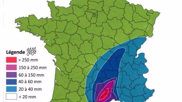 L'épisode de pluies fortes devrait surtout concerner un grand quart sud est.