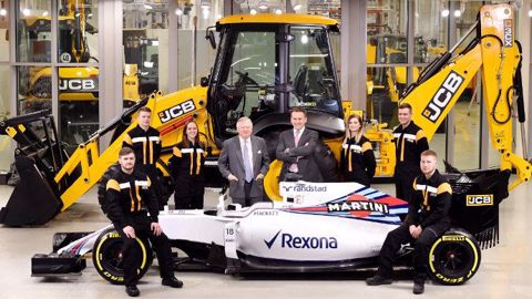 Faire cohabiter JCB et la Formule 1 de l'écurie Williams Martini, joli challenge ! (©JCB)