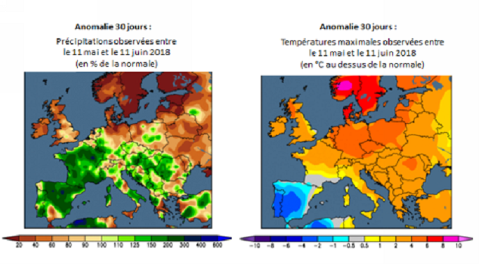 Précipitations ces 30 derniers jours en Europe