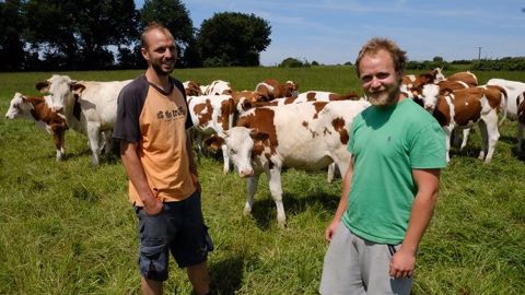 Ludovic Orain et Jérémy Vail sont plus particulièrement affectés à l’activité laitière du Gaec. (©Nathalie Tiers) Ludovic Orain et Jérémy Vail sont plus particulièrement affectés à l’activité laitière du Gaec. (©Nathalie Tiers)
