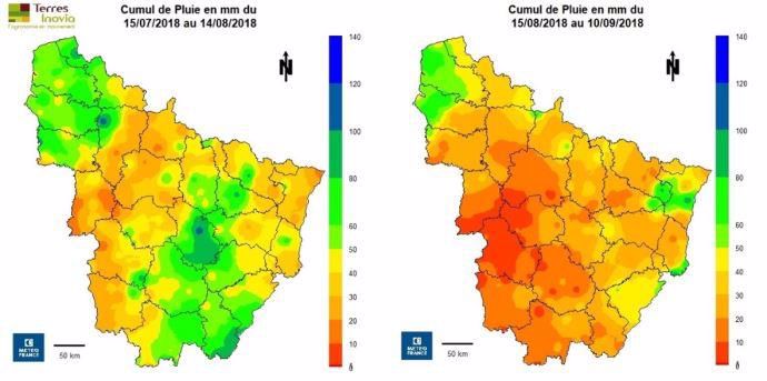 Cumul de pluies avant et après le 14/08/2018
