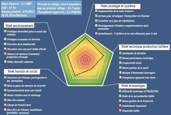 Exemple de scoring de l'outil 2mains. La saisie des données et l'interprétation durent environ 2 heures.