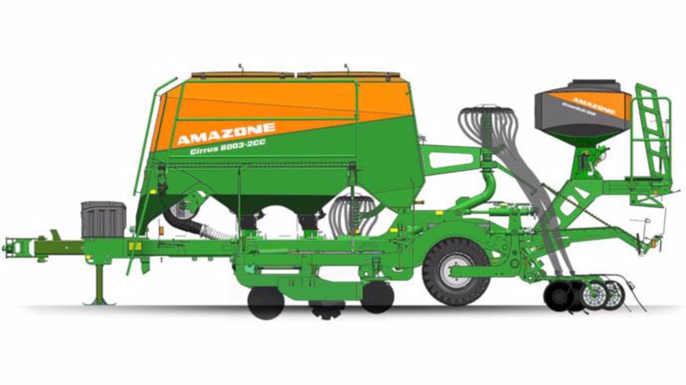Le semoir Amazone Cirrus CC possède un réservoir de 4 000 l découpé en deux parties de 40 et 60 % du volume. (©Amazone)