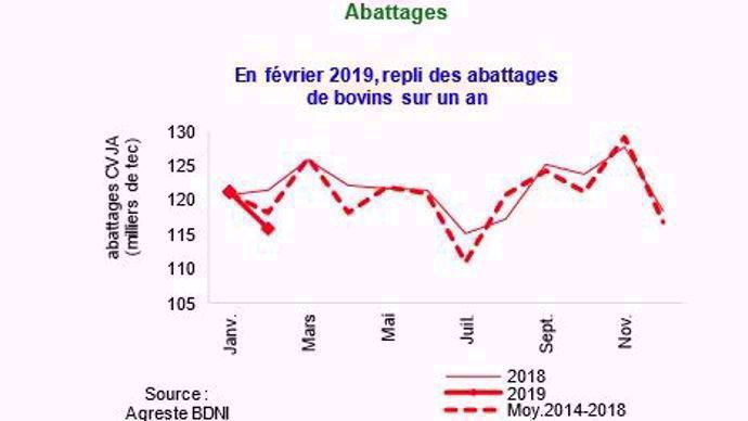 abattages bovins lait et viande agreste fevrier 2019
