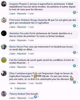 post facebook secheresse sur la page web agri