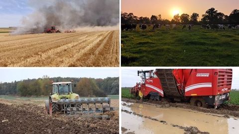 Canicule et sécheresse pendant l'été, fortes précipitations à l'automne : les agriculteurs ont dû s'adapter aux conditions climatiques particulières de l'année 2019 (©Comptes twitter François Arnould, Thomas Graindorge, Popot Xavier et photo Terre-net Média)