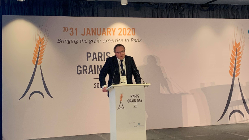 Michel Portier, président fondateur d'Agritel, lors de la quatrième édition du Paris Grain Day vendredi 31 janvier 2020. (©Terre-net Média)