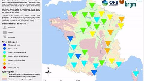 <a href="https://www.brgm.fr/sites/default/files/communique-nappes-eau-souterraine-2020-08-carte.pdf" target="_blank">État des nappes phréatiques au 1er août 2020</a>. Cliquez sur la carte pour l'agrandir. (©BRGM)
