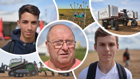 Les robots autonomes présentés lors de l'édition 2021 d'Innov-Agri n'ont pas laissé les visiteurs indifférents. Clément Rigout (à gauche), Jean-marie Bidaux (au centre) et Oscal Lair (à droite) livrent leurs impressions face à ces nouveautés. (©Terre-net Media)
