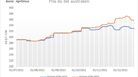 Prix du blé australien sur le portuaire.