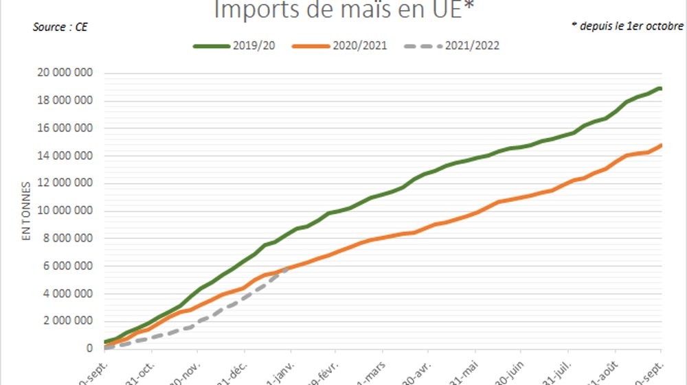 Importations européennes de maïs depuis le 1er octobre.