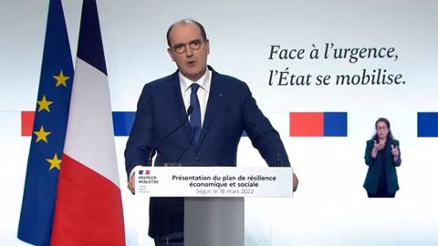 Le Premier ministre Jean Castex a annoncé le 16 mars les mesures du plan de résilience destiné à soutenir l'économie française face aux conséquences de la guerre en Ukraine. (©compte Twitter @JeanCastex) Le Premier ministre Jean Castex a annoncé le 16 mars les mesures du plan de résilience destiné à soutenir l'économie française face aux conséquences de la guerre en Ukraine. (©compte Twitter @JeanCastex)