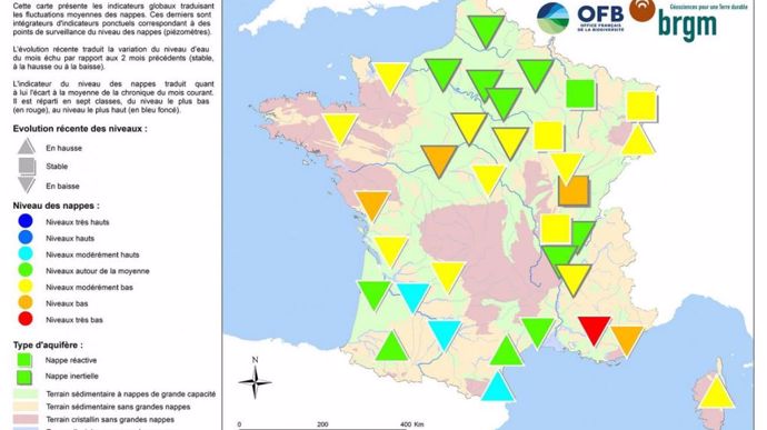 Des nappes phréatiques avec des niveaux bas au 1er mai 2022