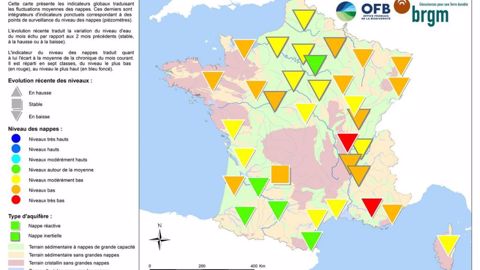 État des nappes phréatiques au 1er septembre 2022. (©BRGM)
