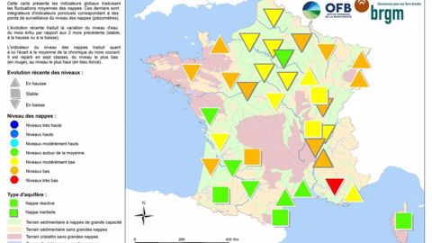 État des nappes phréatiques au 1er octobre 2022 (©BRGM)