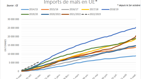 Les importations européennes de maïs sont sur un rythme record. Les importations européennes de maïs sont sur un rythme record.