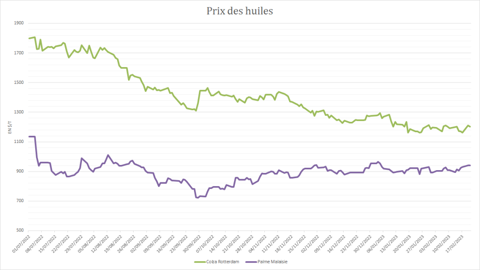 Le prix de l'huile de colza à Rotterdam gagne en compétitivité.