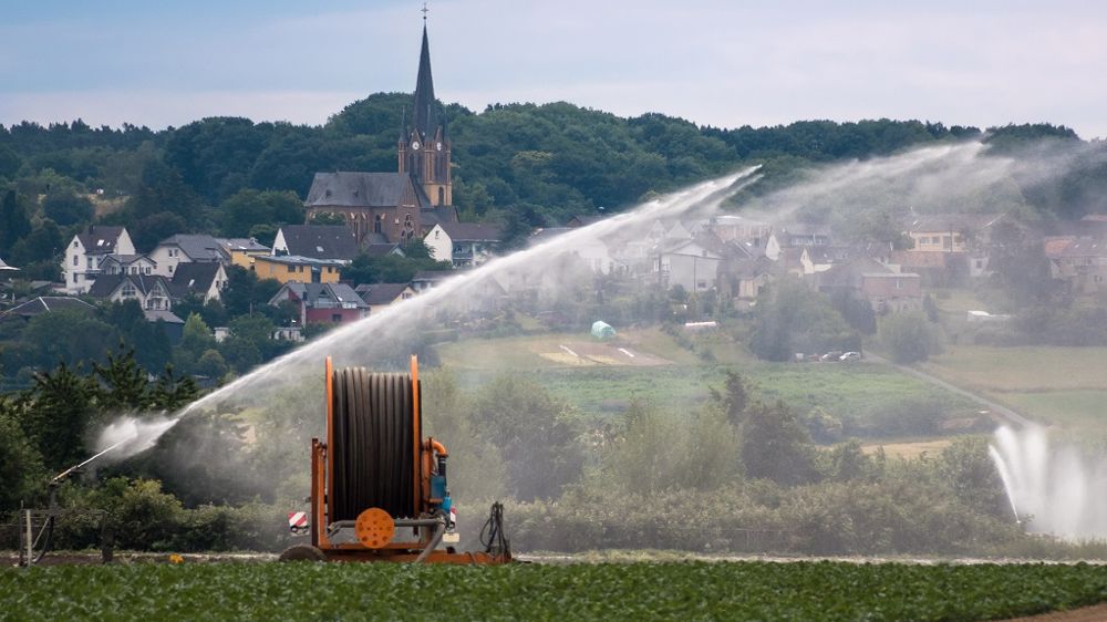 Les projets de réserves d'eau pour l'irrigation, source de tensions autour de la gestion de l'eau. (©<a href="https://pixabay.com/fr/photos/irrigation-%c3%a9glise-tuyau-r%c3%b4le-l-eau-5296006/" target="_blank">Thomas/Pixabay</a>)