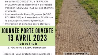 Porte ouverte sur la stabilisation des chemins de pâturage avec les dalles Ecovegetal (©Agrofourrages) Porte ouverte sur la stabilisation des chemins de pâturage avec les dalles Ecovegetal (©Agrofourrages)