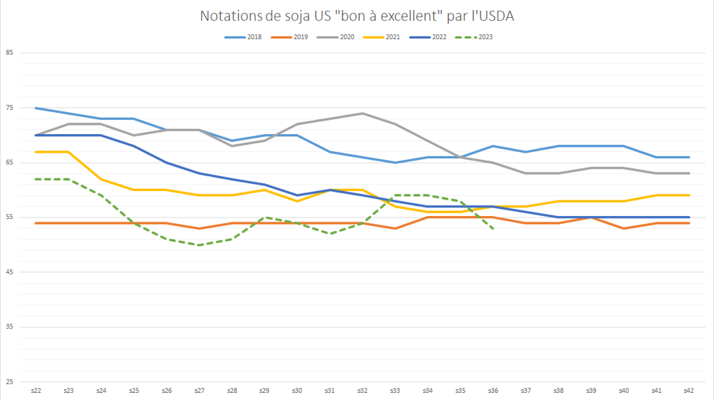 Les notations USDA de soja se dégradent rapidement.