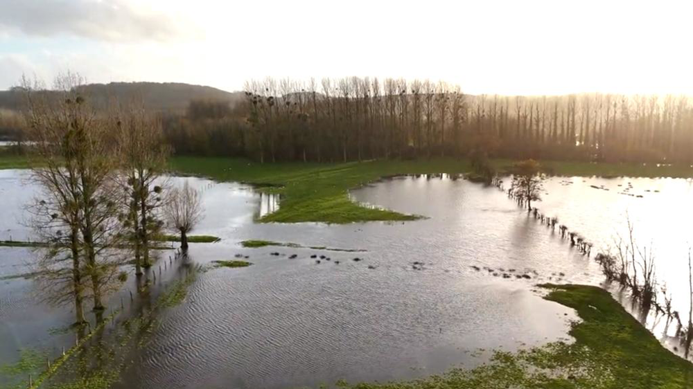 Champs inondés dans le Pas de Calais