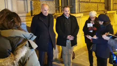 Arnaud Rousseau et Arnaud Gaillot à la sortie du rendez-vous avec Marc Fesneau