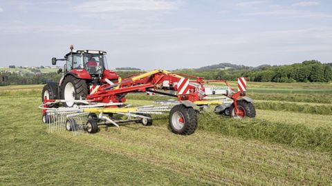 Un andaineur birotor de grande envergure chez Pöttinger Un andaineur birotor de grande envergure chez Pöttinger