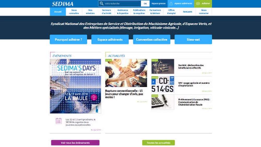 Le Sedima renouvelle son site Le Sedima renouvelle son site