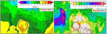 Prévisions météo sur le Canada.