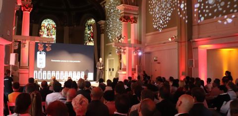 Concours de pitchs lors de l’édition FoodBytes ! qui s’est tenue au One Marylebone, à Londres, le 13 septembre 2018. © Vincent Gobert/GFA