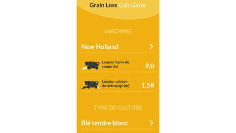 L’agriculteur saisit les caractéristiques de sa machine ainsi que la culture récoltée avec le rendement. © New Holland
