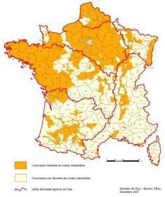 Carte des zones vulnérables en France