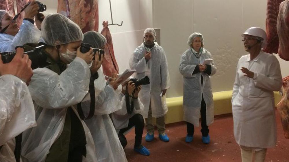 Visite de journalistes à l’abattoir de Saint-Romain-de-Popey. © M.-G. Miossec/GFA