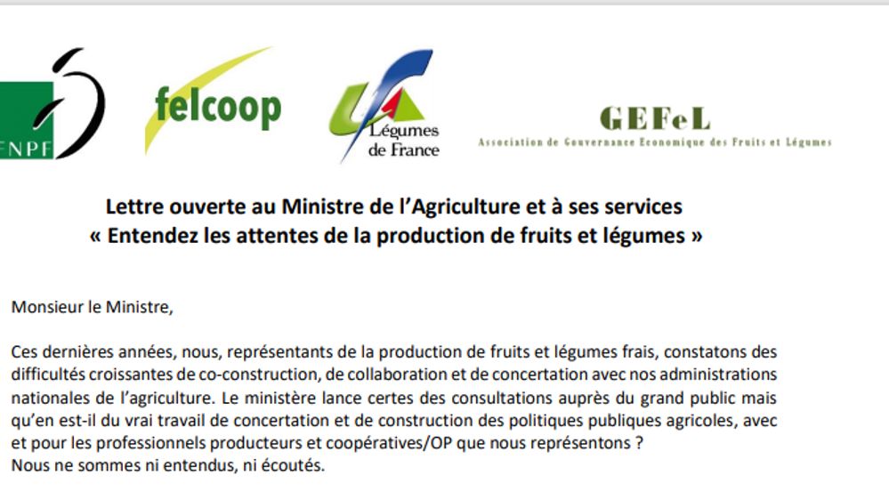 La filière des fruits et légumes veut être « écoutée et entendue »