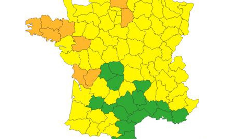 Douze départements en vigilance orange