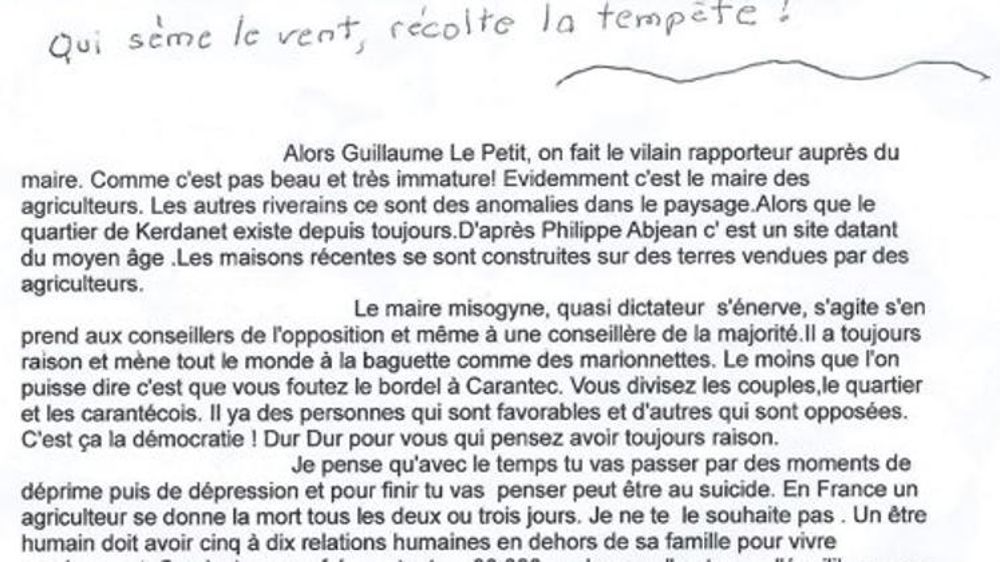 Le corbeau de Carantec serait démasqué