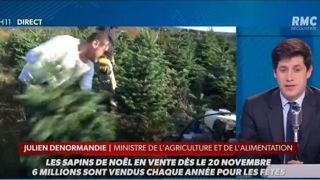 « C’est quand même plus simple d’organiser cette vente de sapins dans la mesure où dans la plupart des cas ça se fait à l’extérieur », a détaillé Julien Denormandie, au micro de RMC ce 17 novembre 2020. © Capture d’écran RMC